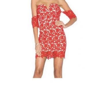 J.O.A Mini Lace Overlay Dress Red‎ Size XS Hoco cocktail party Wedding sexy